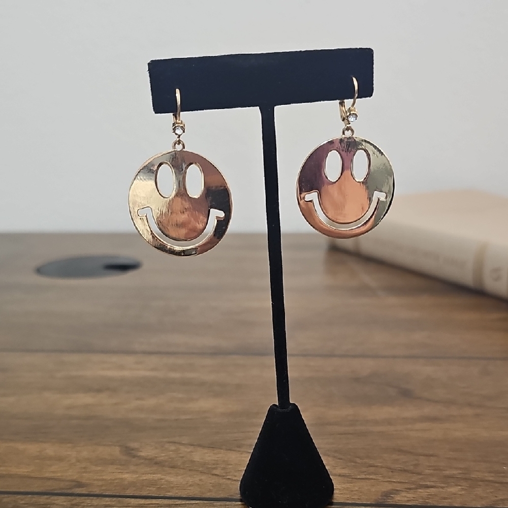 Gold Smiley Face Earrings